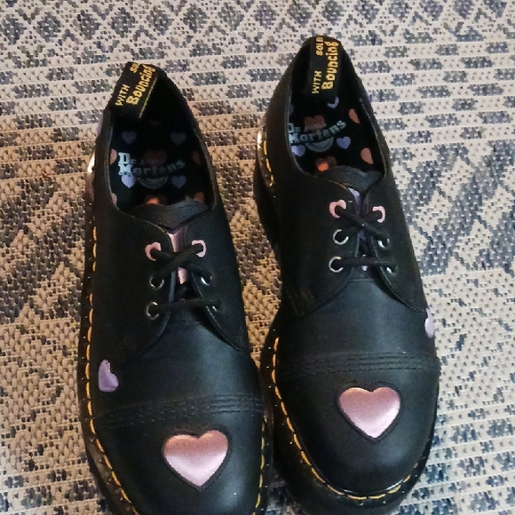 Dr. Martens Shoes - Dr. Martens Black Shoes with Purple Hearts
